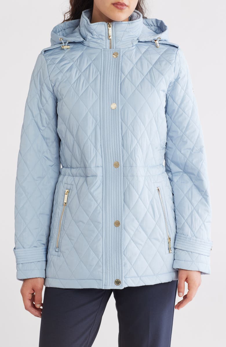 Michael Kors Diamond Quilt Anorak, Main, color, Light Chambray