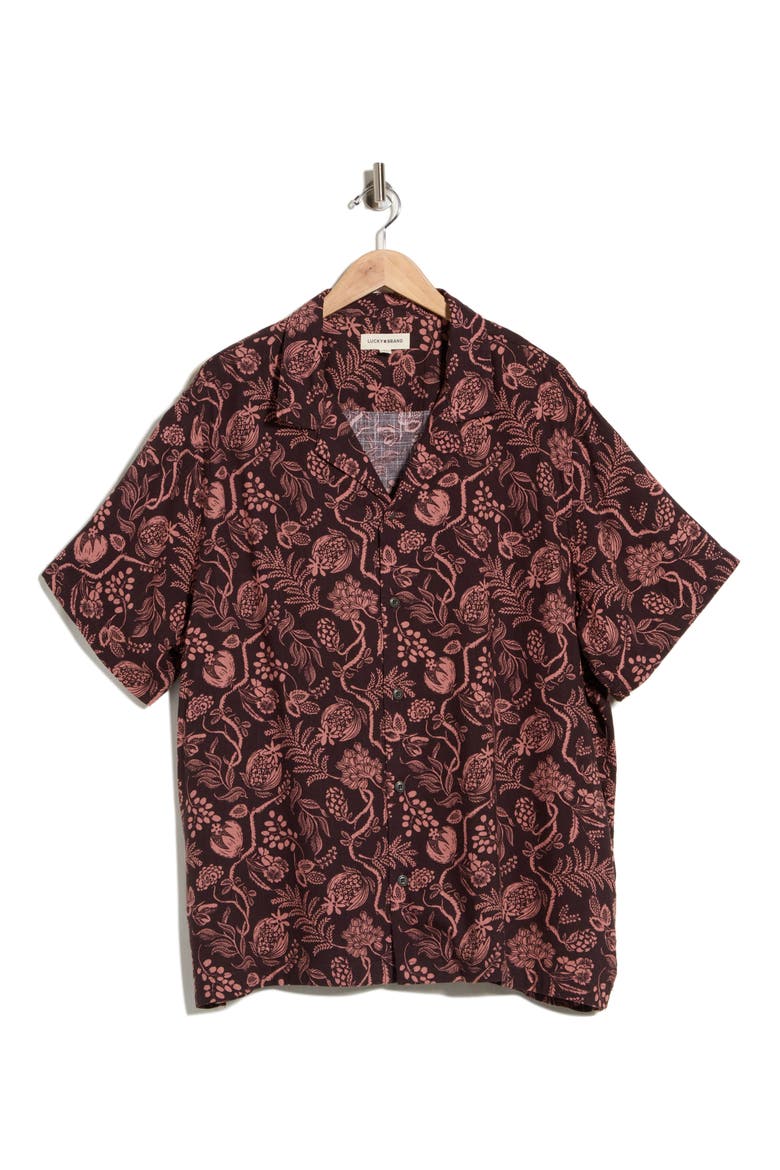Floral Motif Camp Shirt, Main, color, MOLE