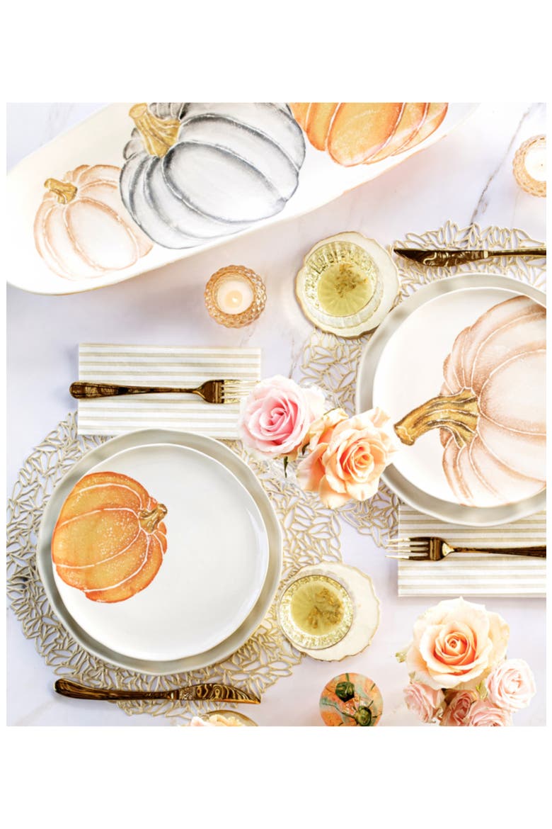 Pumpkins Narrow Platter, Alternate, color, ORANGE