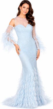 LARA New York Beaded Faux-Wrap V-Neck Bridal Gown