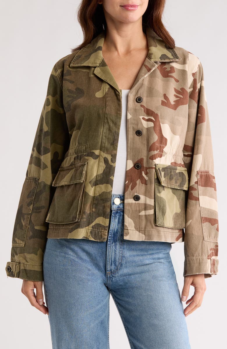 AllSaints Finch Camo Jacket, Main, color, Camo Green