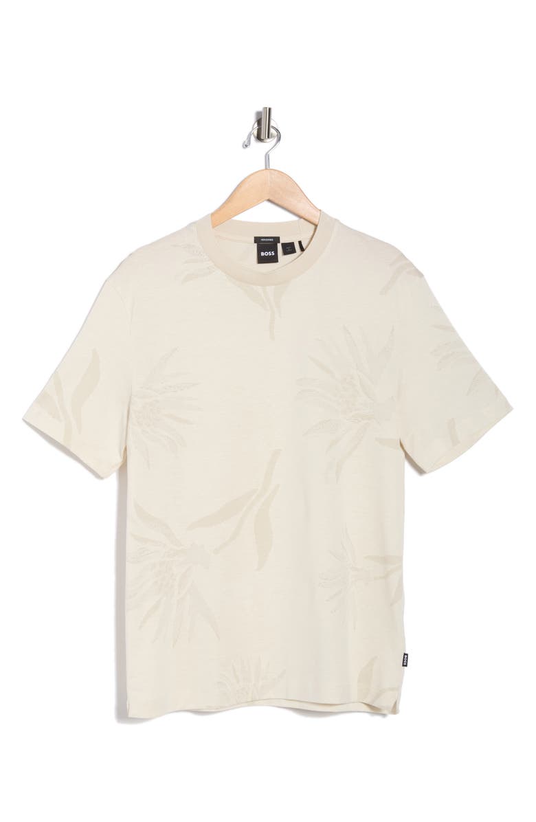 BOSS Taut Floral Cotton Knit Graphic T-Shirt, Main, color, Open White