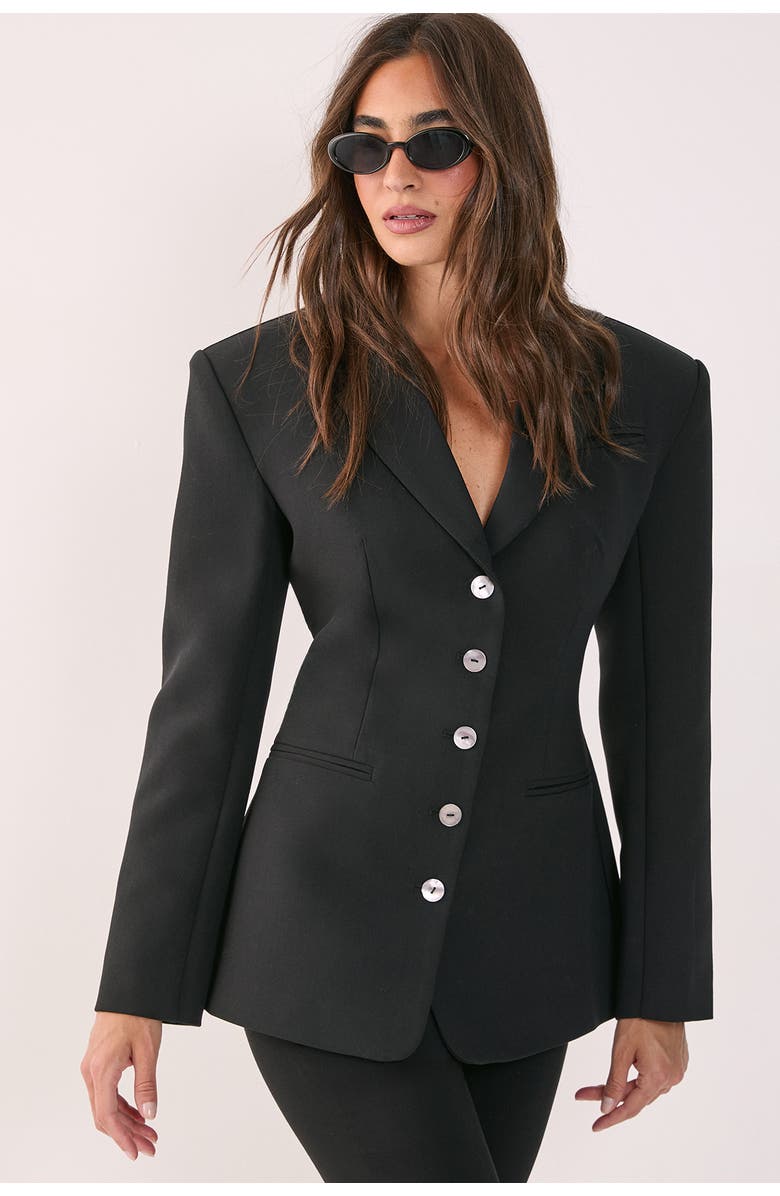 NASTY GAL Premium Cinched Waist Blazer, Main, color, Black