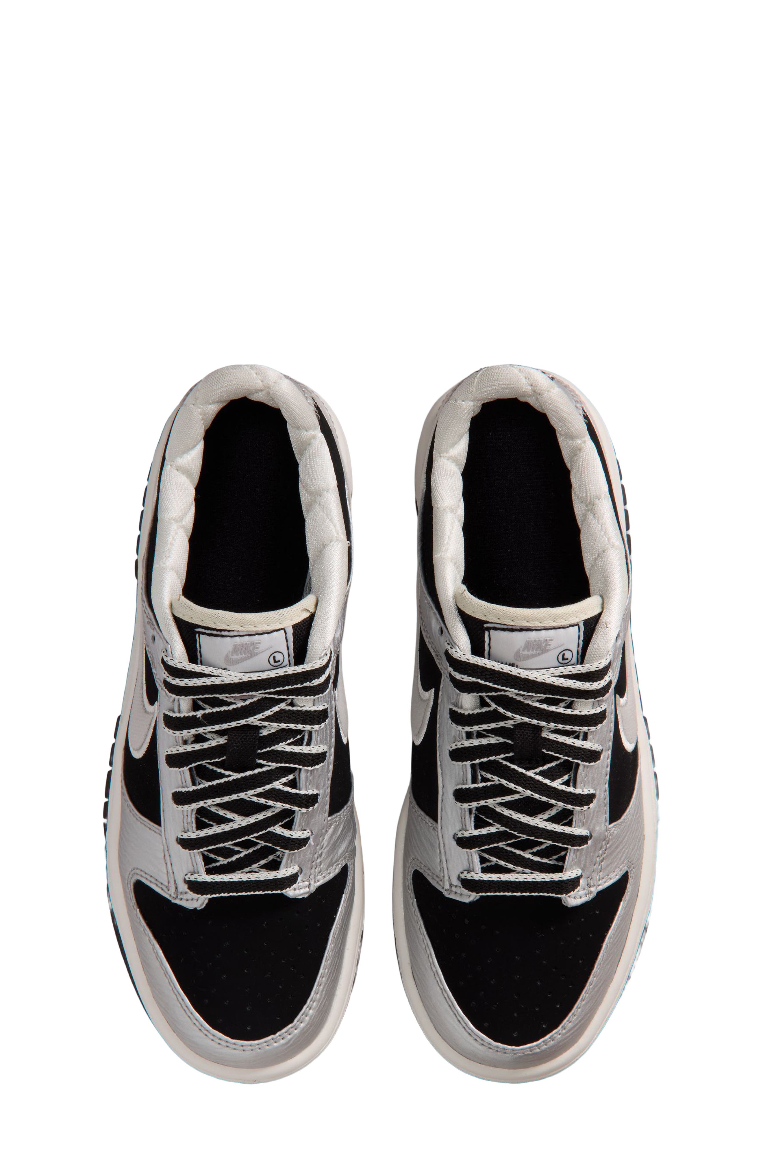 Kids' Dunk Low LV8 Sneaker, Alternate, color, METALLIC SILVER/ BLACK