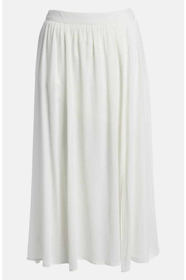 ASTR Slit Front Silk Blend Midi Skirt, Main, color, IVORY