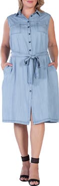 Standards & Practices Sleeveless Chambray Shirtdress