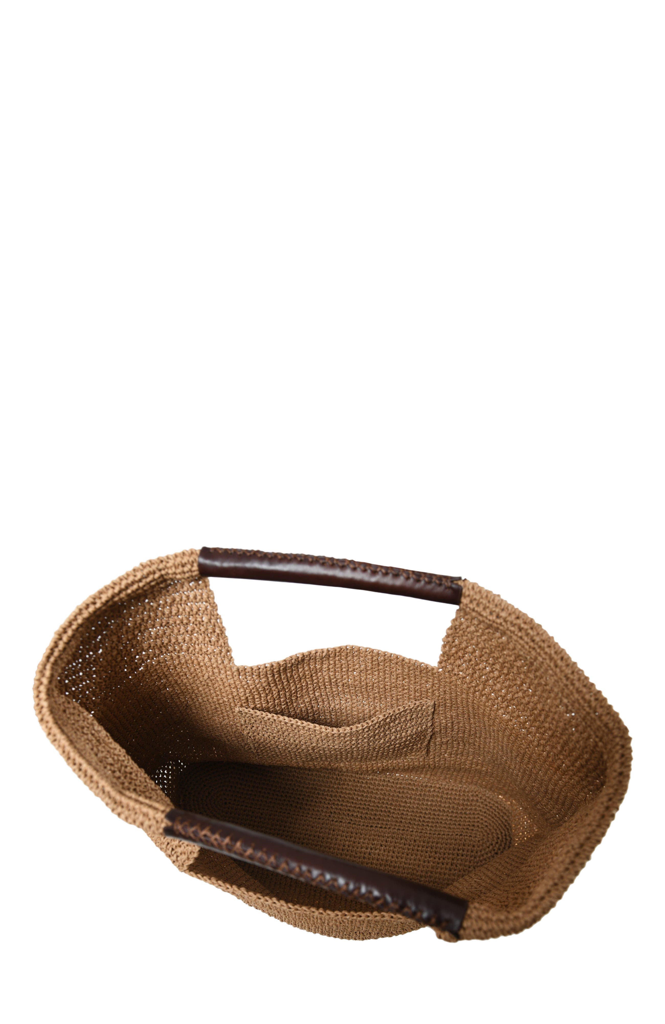 Carlotta Hand Woven Shoulder Bag with Leather Straps, Alternate, color, Beige