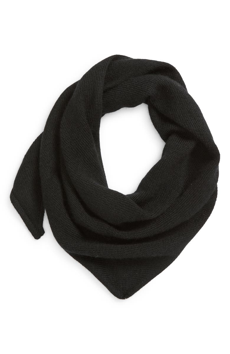 Johnstons of Elgin Triangle Cashmere & Silk Scarf, Alternate, color, Black