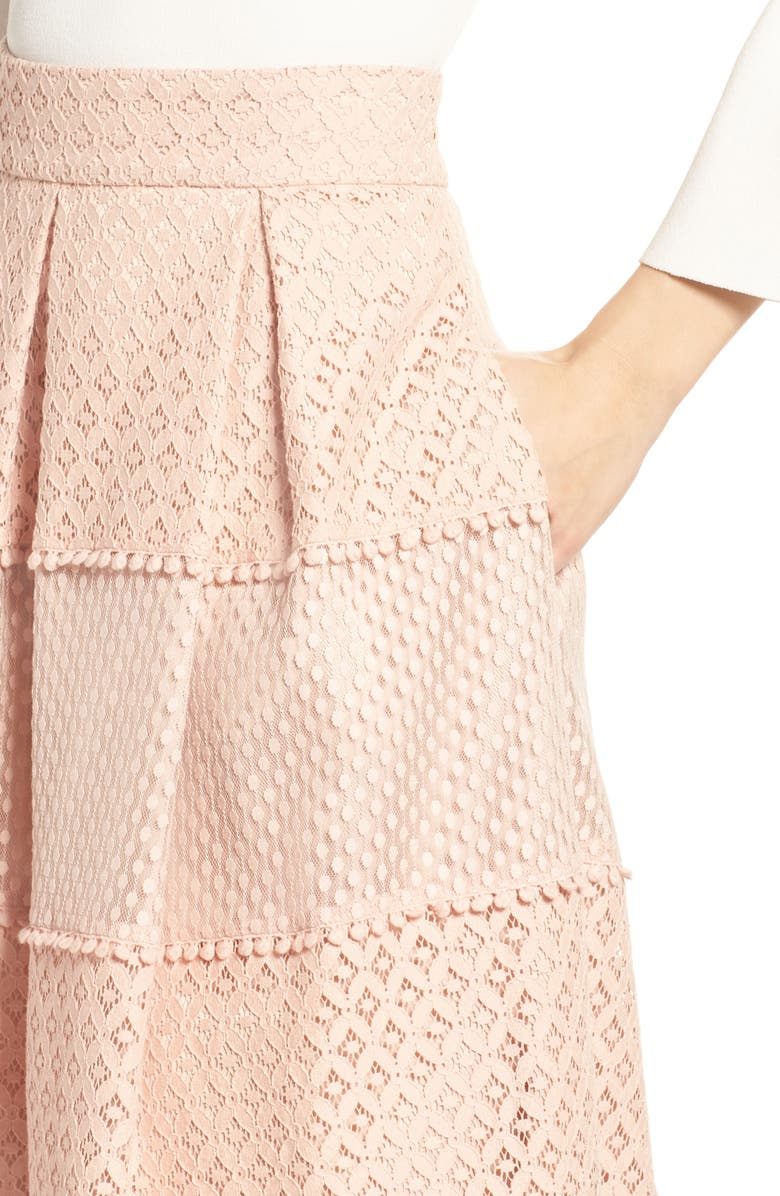 Eliza J Banded Lace Midi Skirt, Alternate, color,