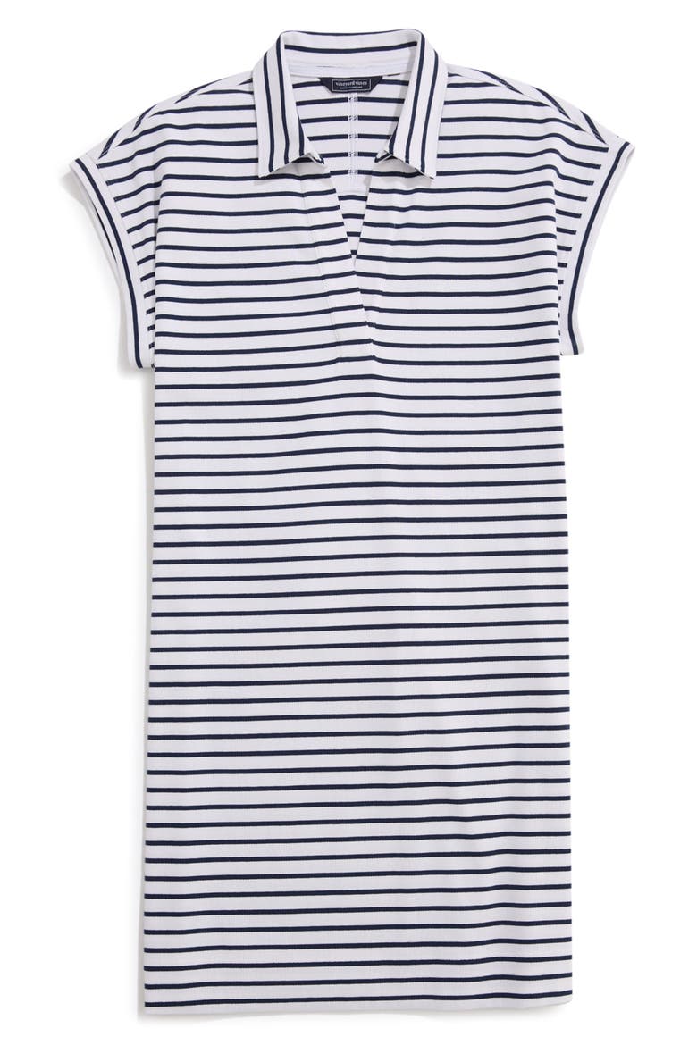 Margo Stripe Short Sleeve Polo Dress, Alternate, color, BAYSTRIPE WHITE/ NAVY