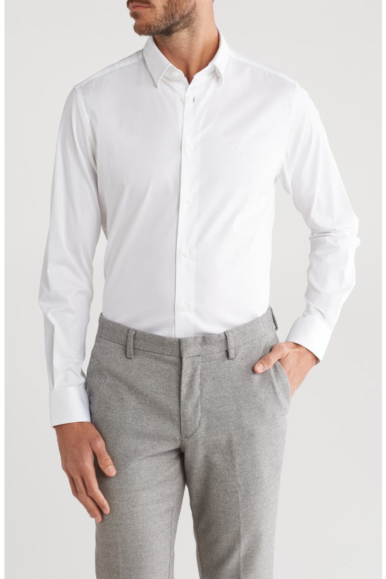 Slim Fit Textured Dress Shirt, Main, color, WHITE