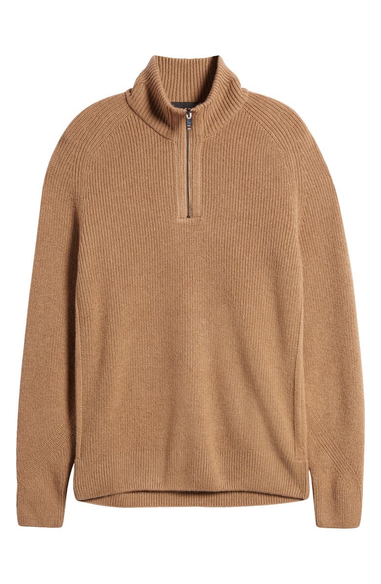 BOSS Camel Manto Quarter Zip Camel Hair Sweater, Alternate, color,