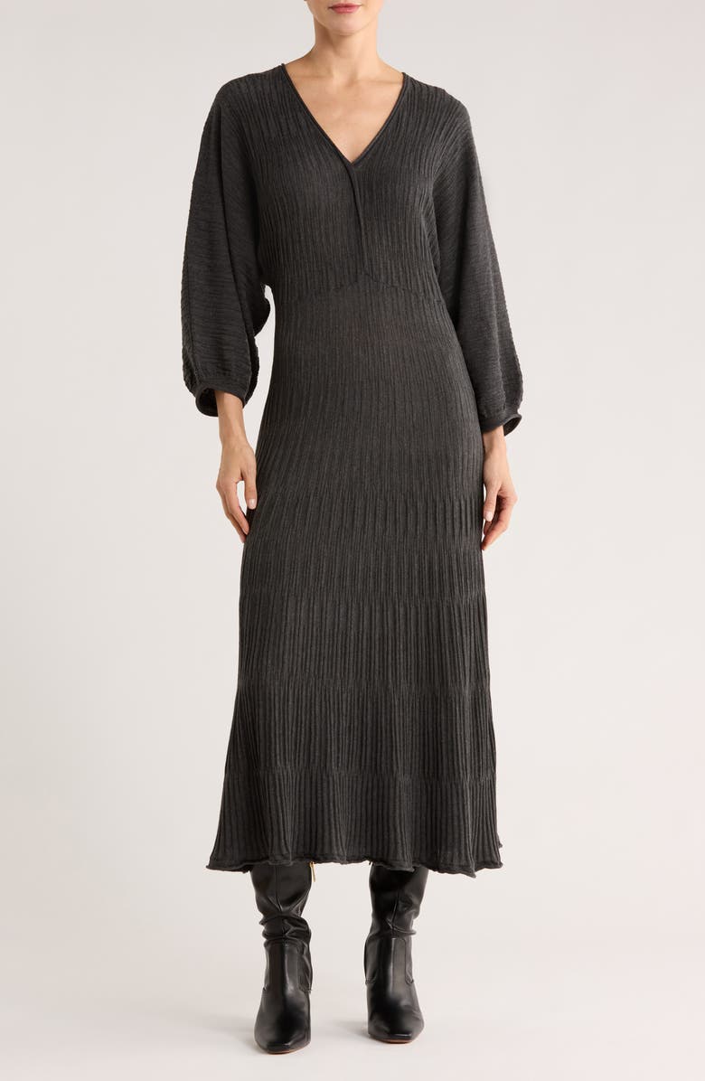 MAX STUDIO Balloon Sleeve Midi Sweater Dress, Main, color, Charcoal Grey