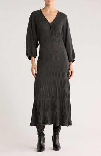 MAX STUDIO Balloon Sleeve Midi Sweater Dress