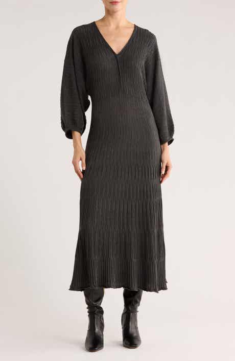 MAX STUDIO Balloon Sleeve Midi Sweater Dress