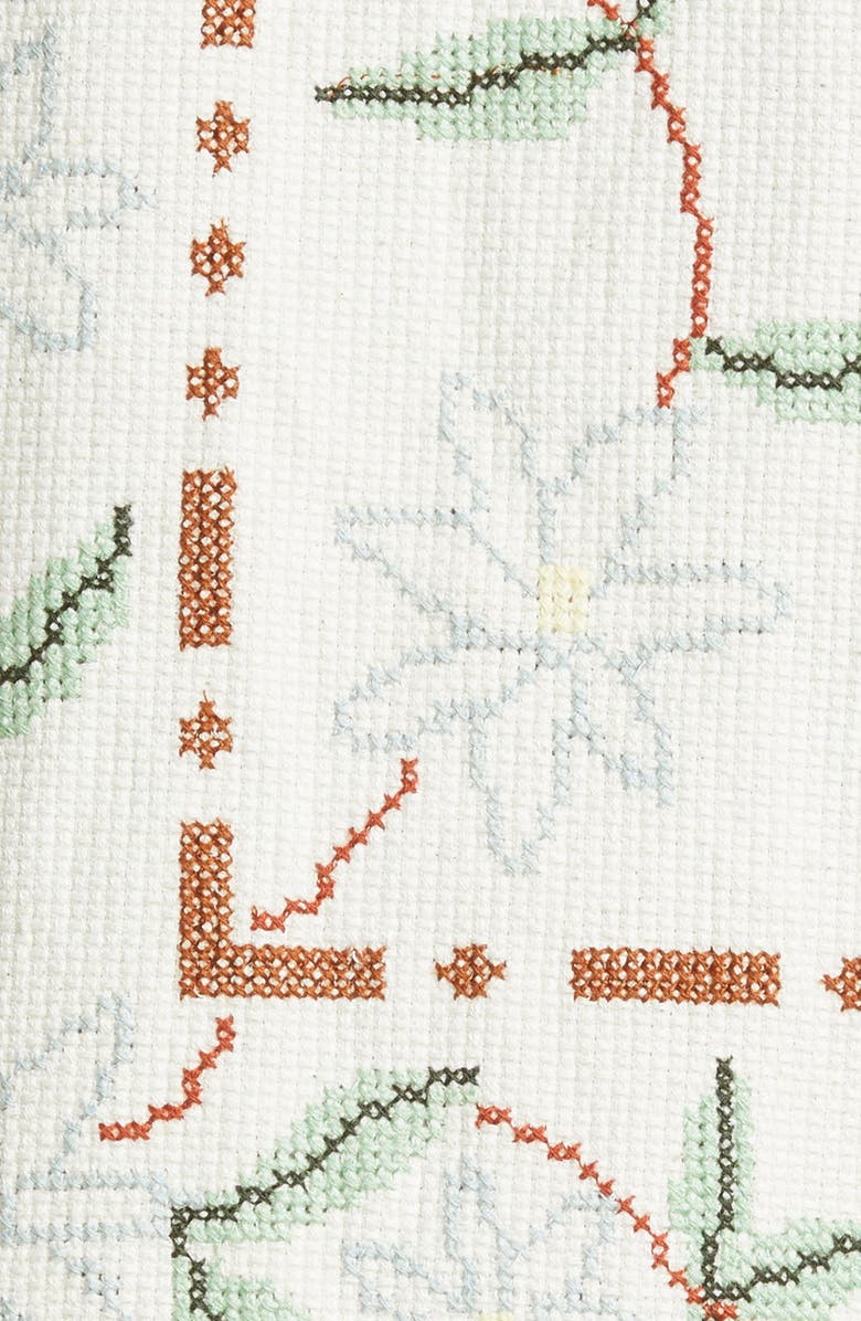 Bode Gerber Border Short Sleeve Linen & Cotton Button-Up Shirt, Alternate, color, 