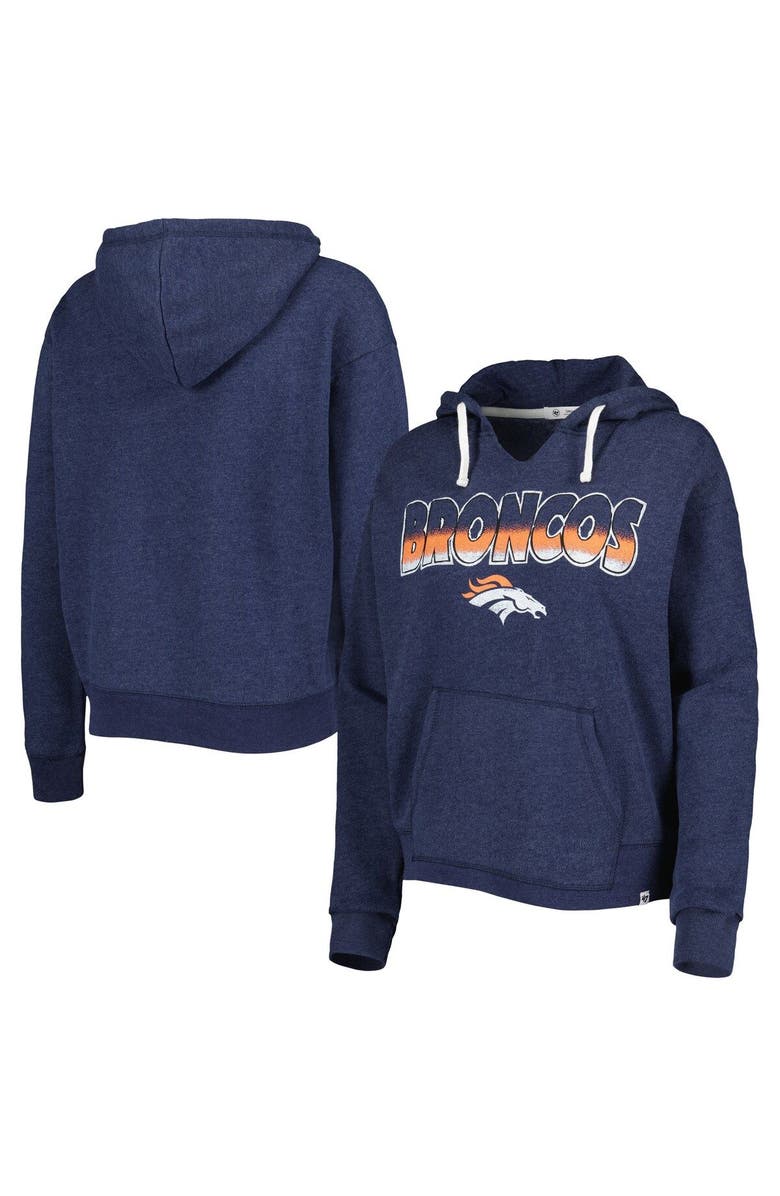 '47 Women's '47 Navy Denver Broncos Color Rise Kennedy Notch Neck Pullover Hoodie, Main, color, Navy