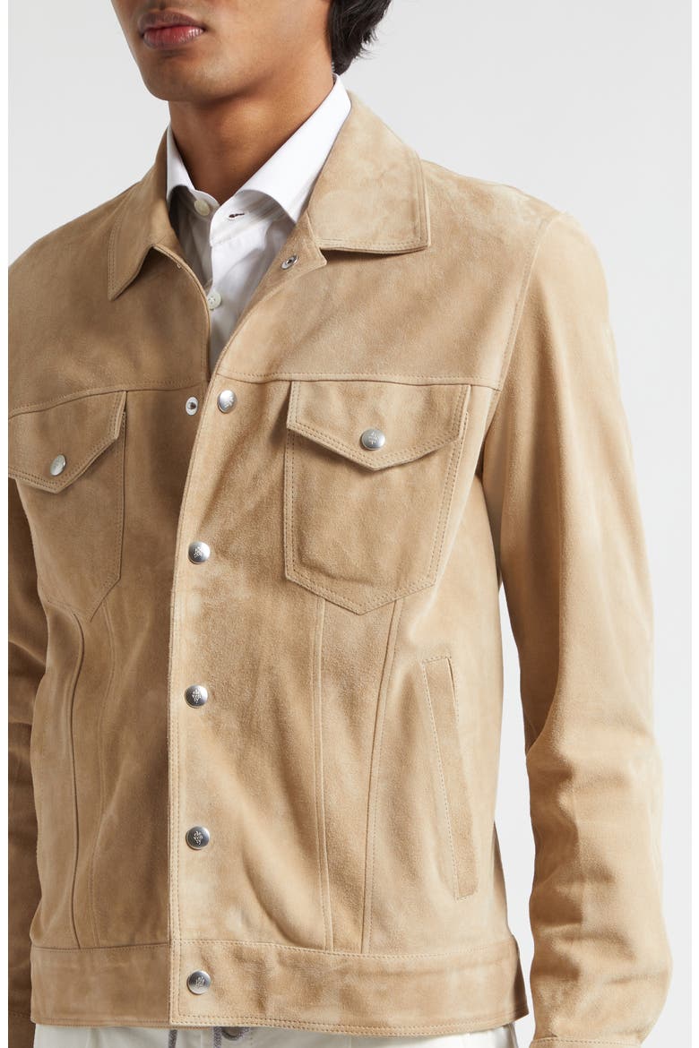 Suede Trucker Jacket, Alternate, color, CAMEL
