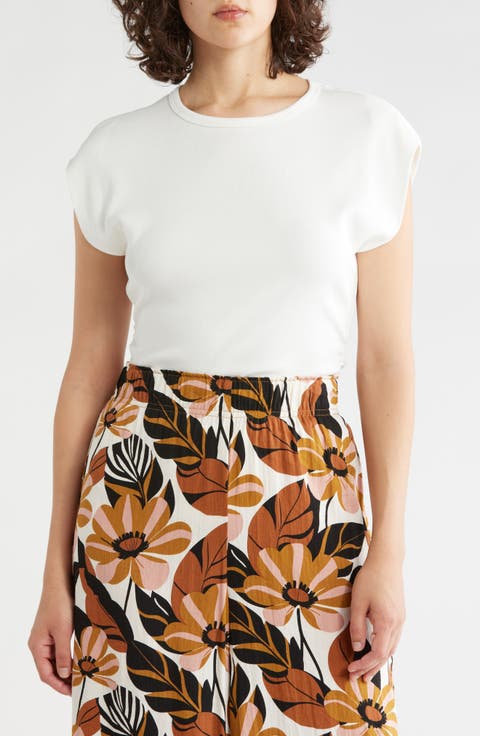 Cap Sleeve Ribbed T-Shirt