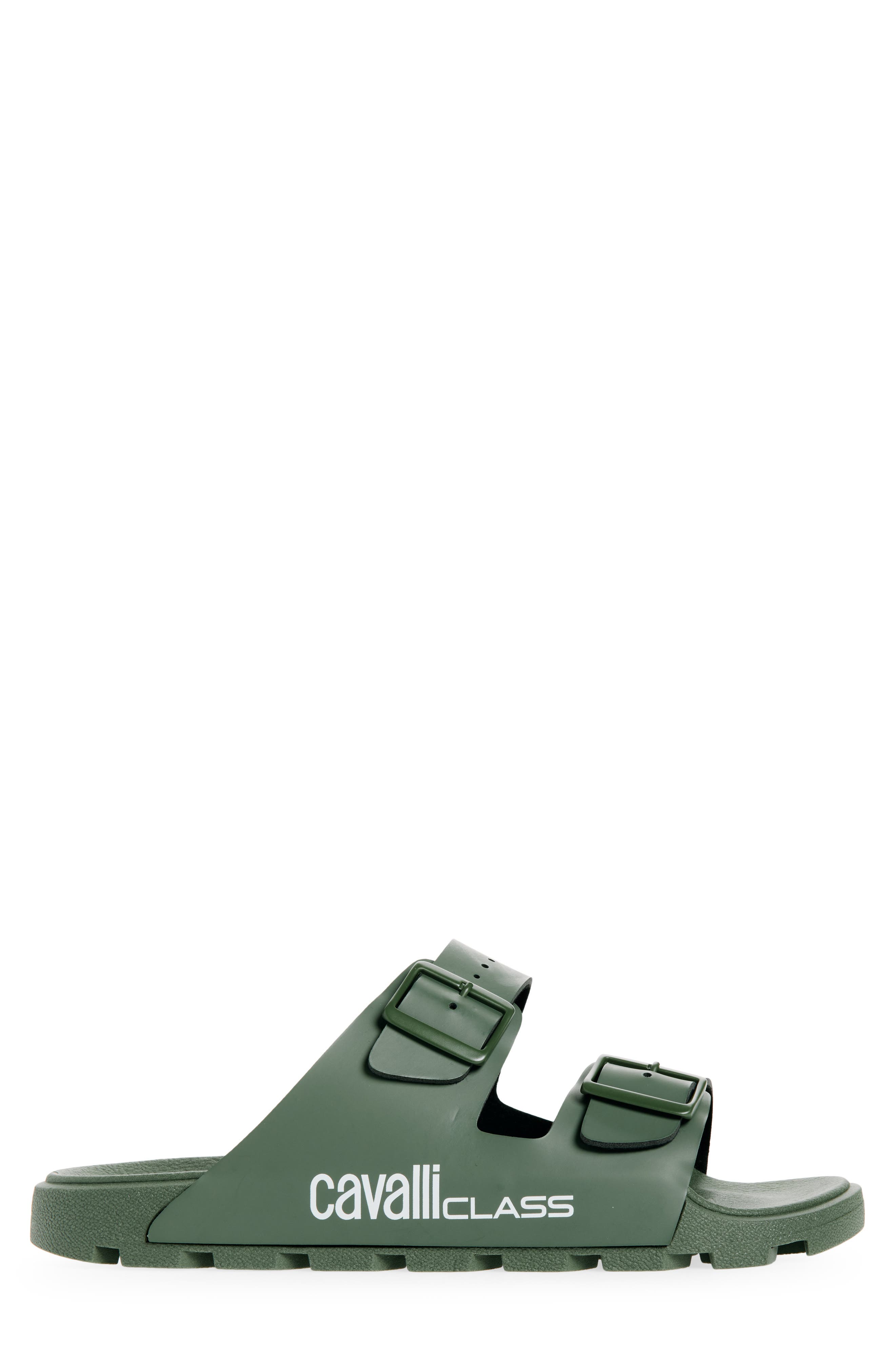 Roberto Cavalli Double Strap Slide Sandal, Alternate, color, Green