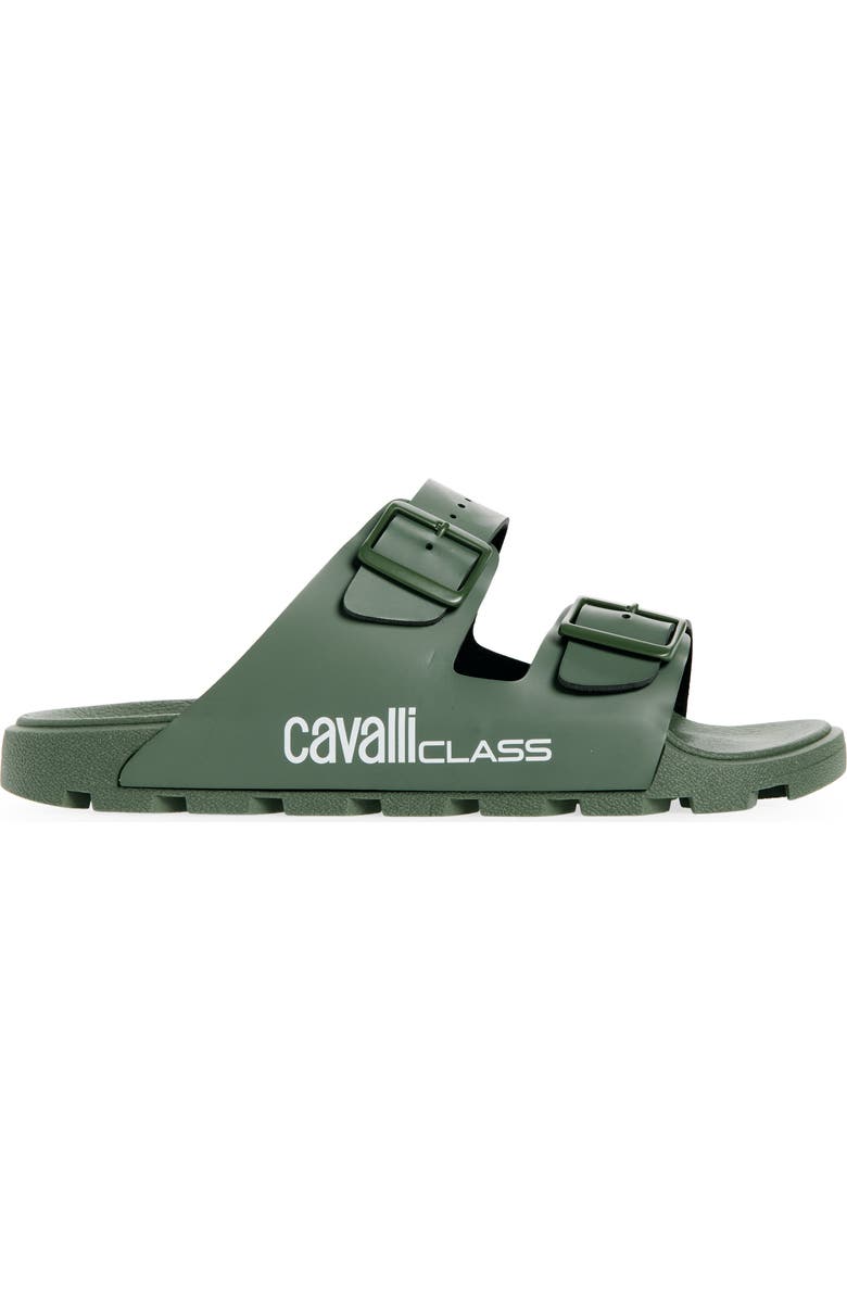 Roberto Cavalli Double Strap Slide Sandal, Alternate, color, Green