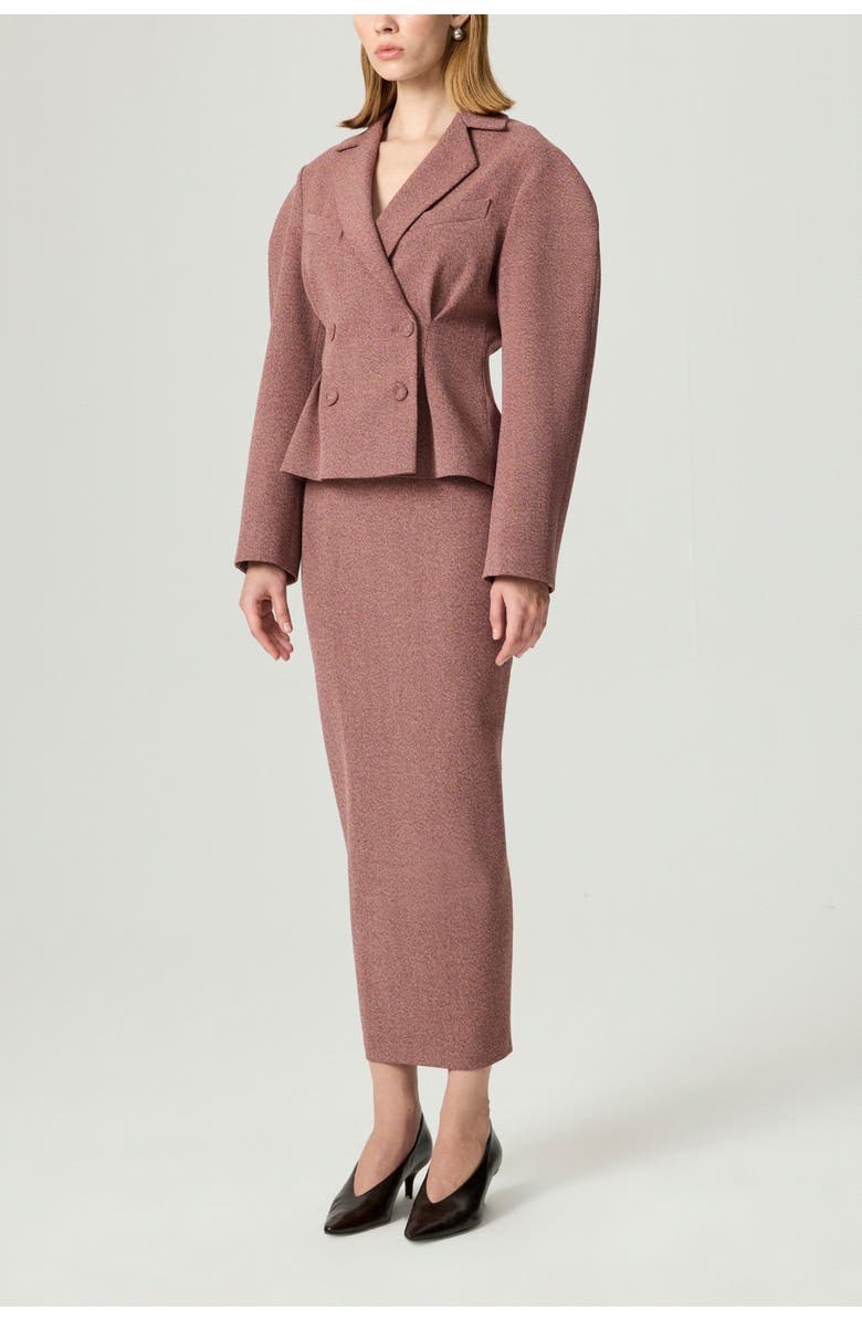 Nocturne Double-Breasted Tailored Blazer, Alternate, color, Burgundy