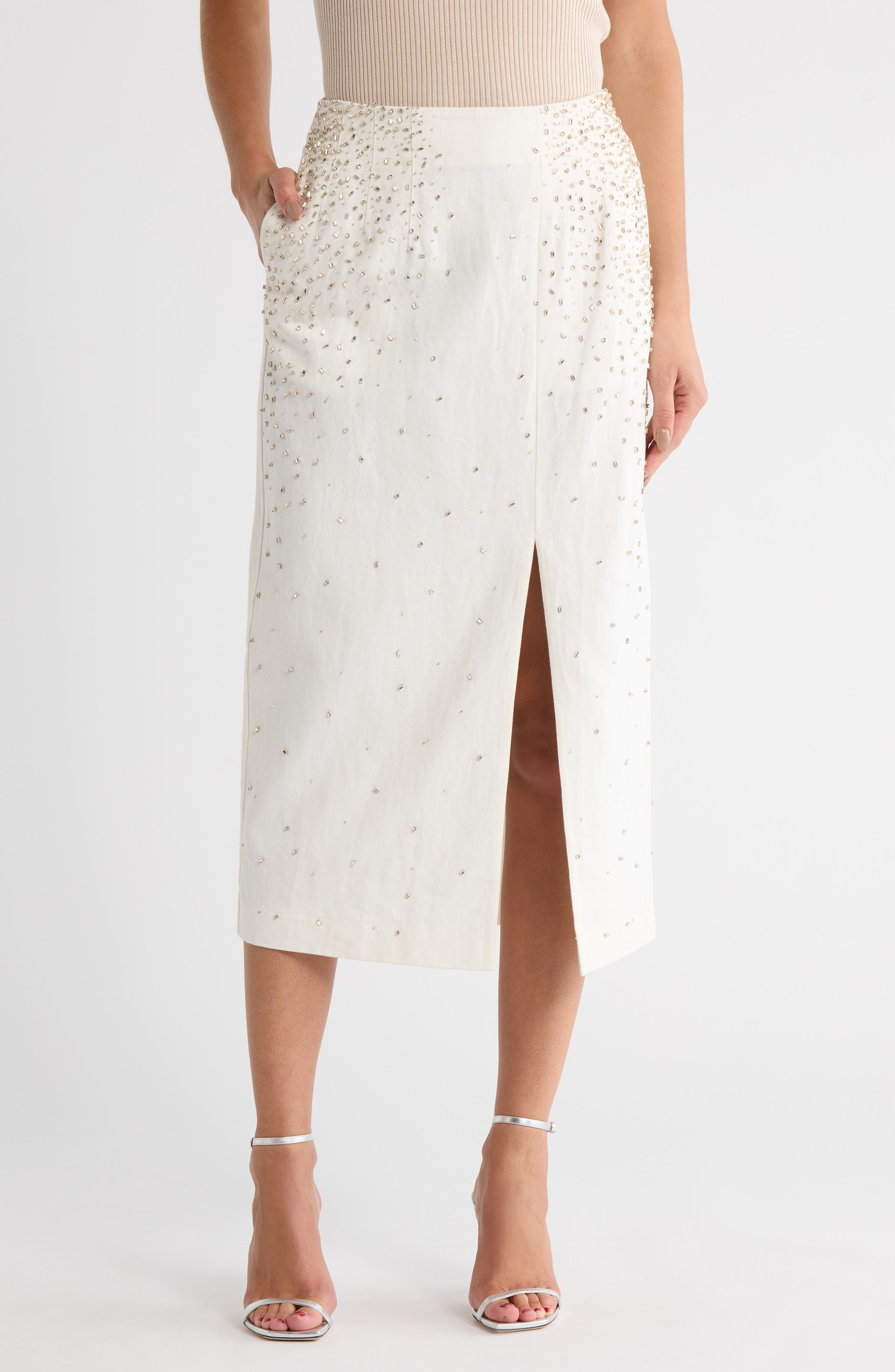 TWP Ladylike Crystal Embellished Pencil Skirt