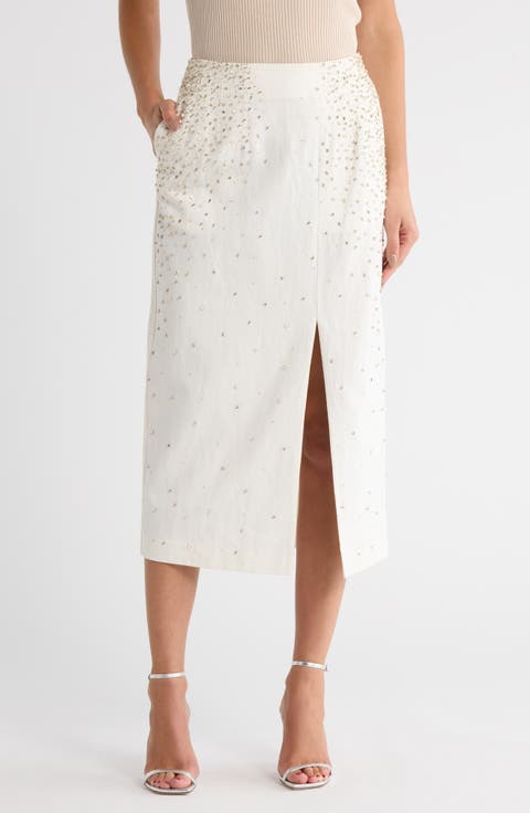 Ladylike Crystal Embellished Pencil Skirt