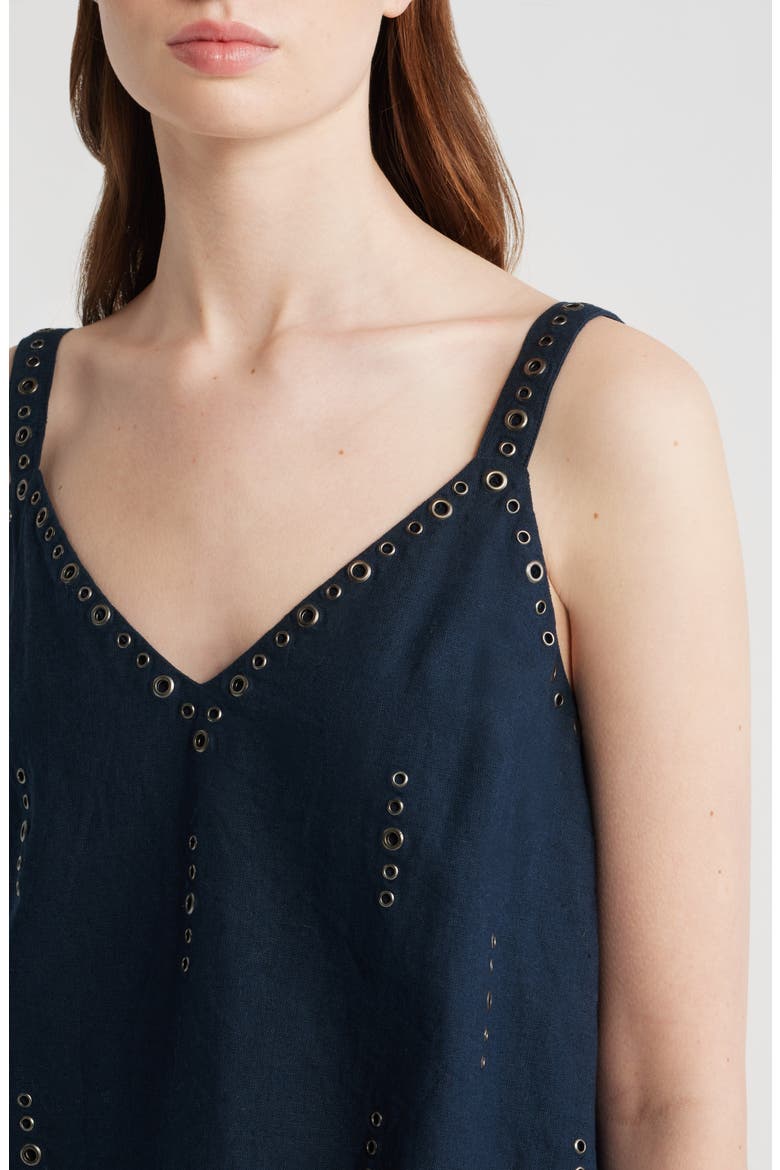 Aubrey Grommet Trim Linen & Cotton Camisole, Alternate, color, SAL