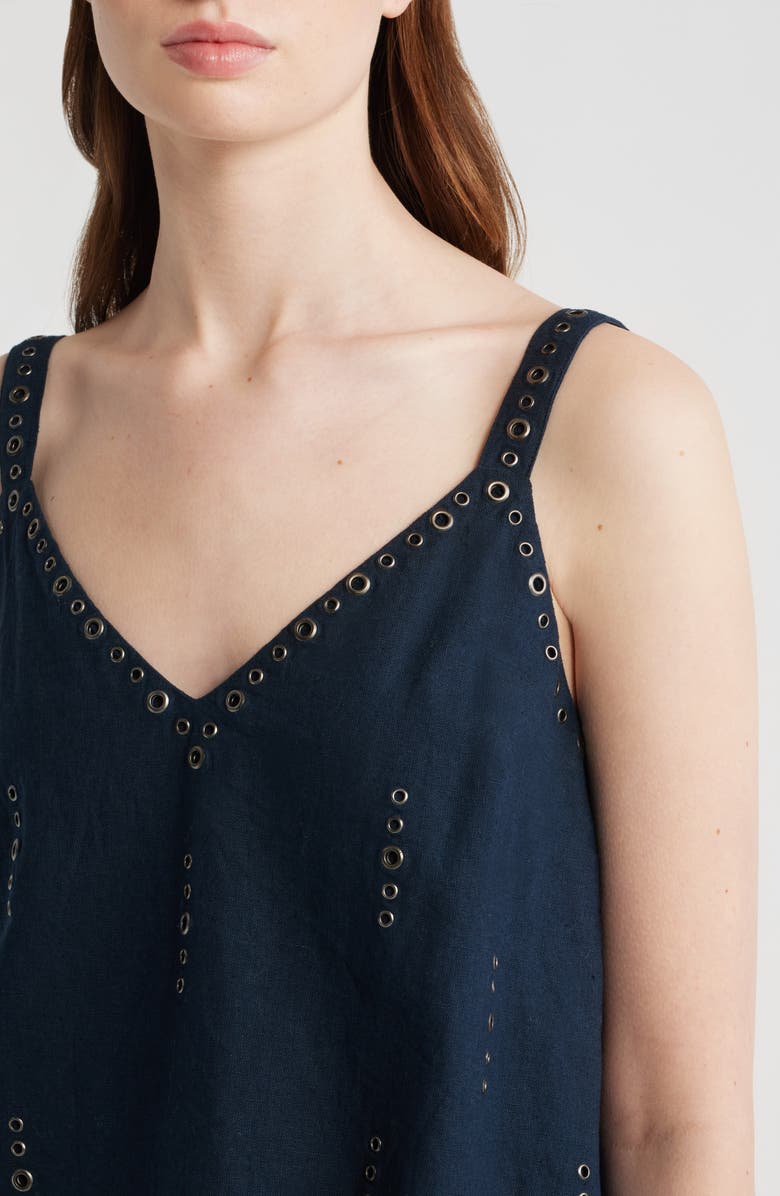 rag & bone Aubrey Grommet Trim Linen & Cotton Camisole, Alternate, color, Sal
