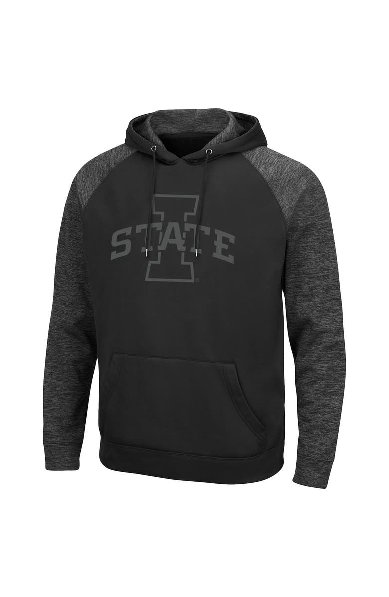 COLOSSEUM Men's Colosseum Black Iowa State Cyclones Blackout 3.0 Tonal Raglan Pullover Hoodie, Alternate, color, 
