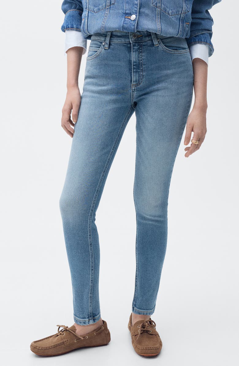 MANGO Newisa Mid Rise Skinny Jeans, Main, color, Medium Blue