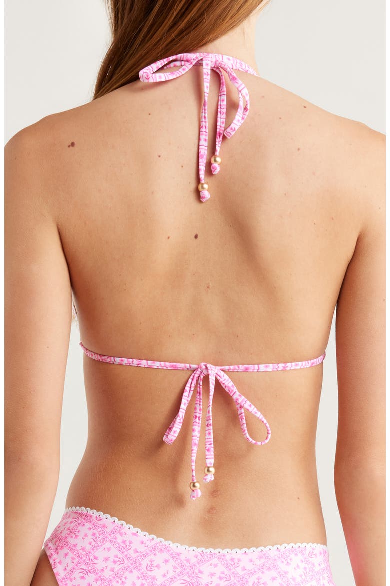 Lace Trim Halter Bikini Top, Alternate, color, STARLIGHT SALOON