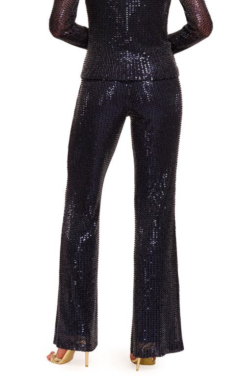 Ramy Brook Olivian Beaded Sequin Flare Pant In Blue