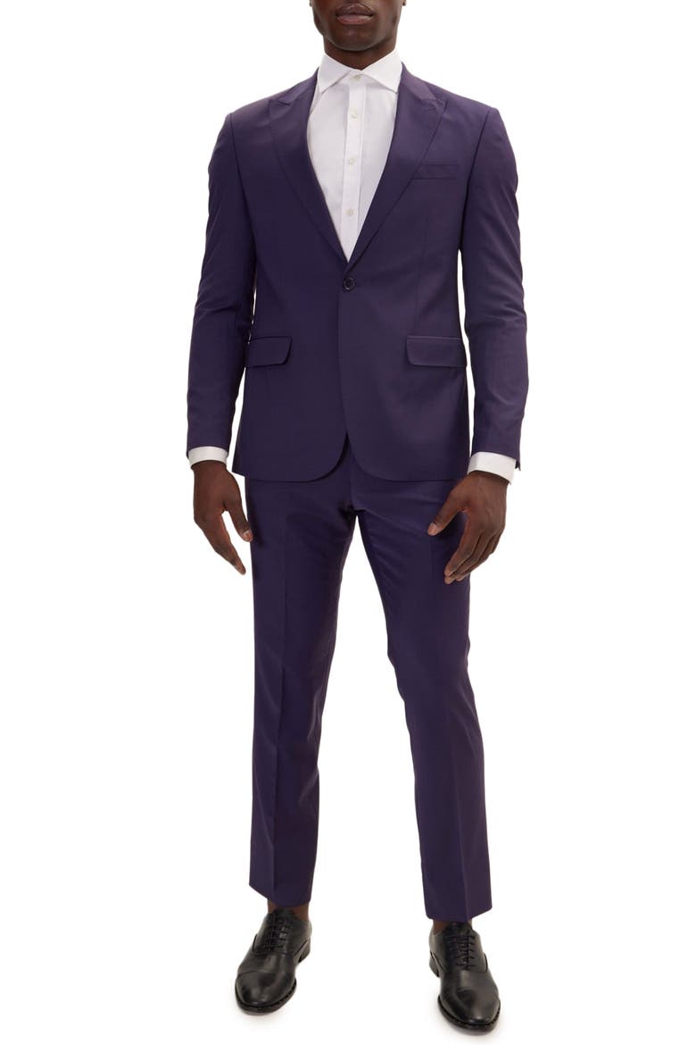 Super 120S Merino Wool Tuxedo, Main, color, AUBERGINE