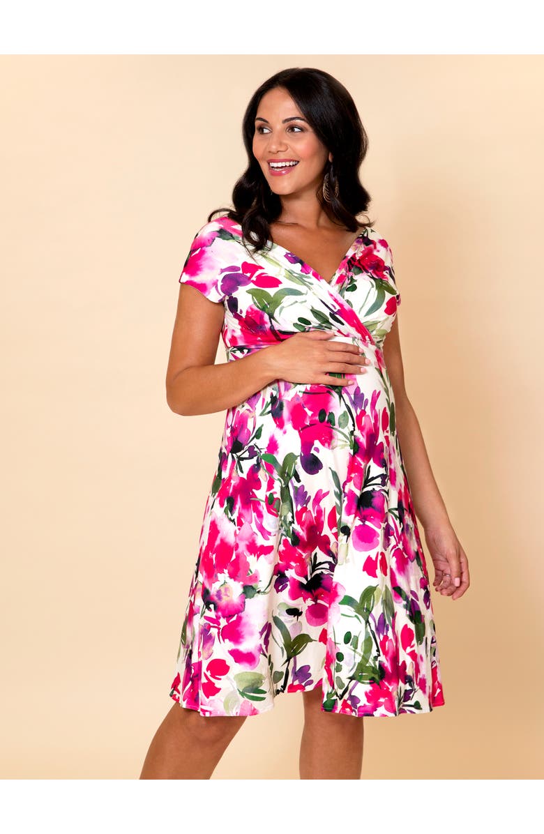 Tiffany Rose Maternity Alessandra Maternity Dress, Alternate, color, Fuschia Florals