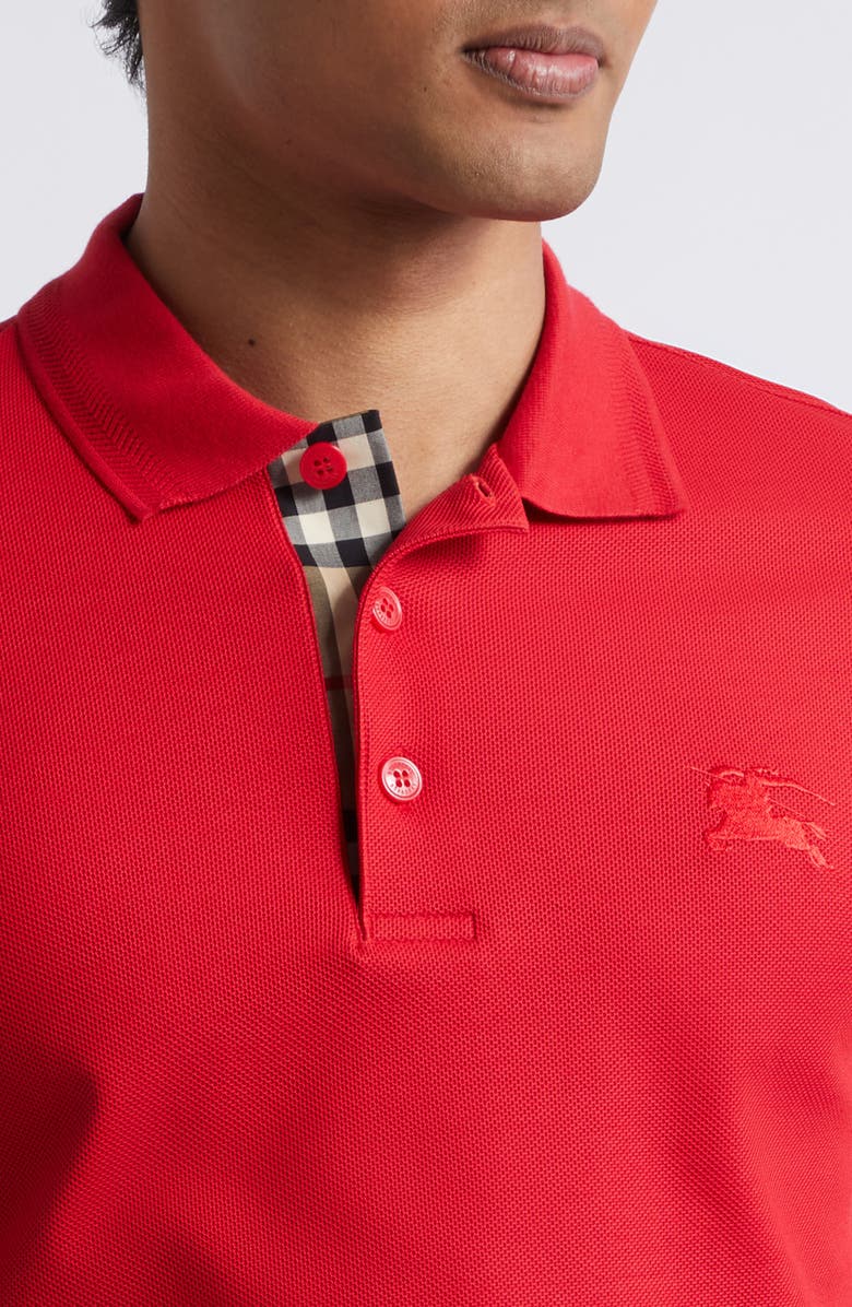 Burberry Eddie Equestrian Knight Design Cotton Piqué Polo, Alternate, color, Currant Red