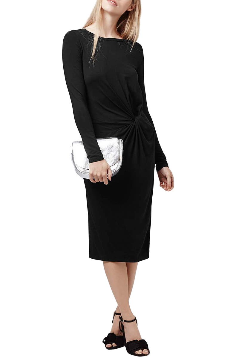 Topshop Knot Front Dress, Main, color,