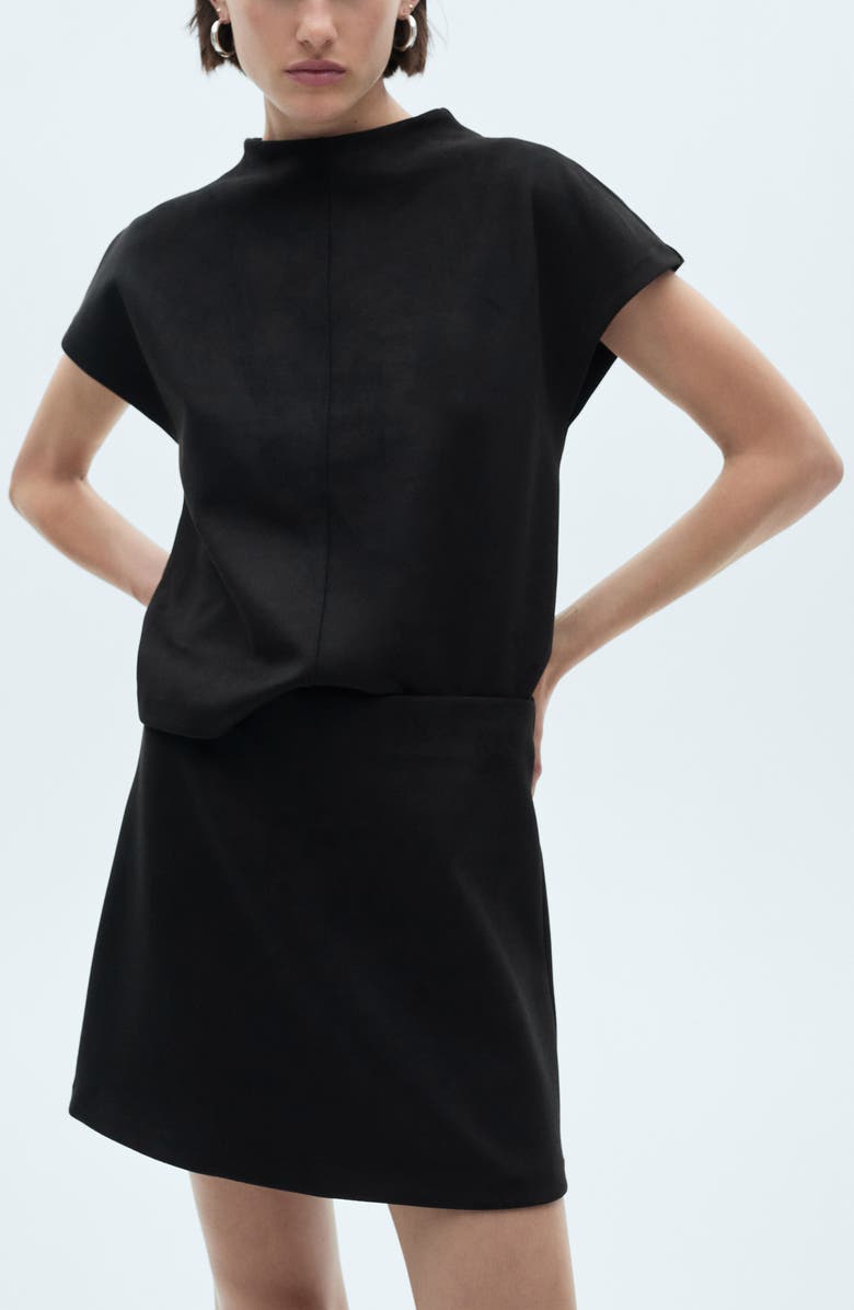 MANGO Faux Leather Miniskirt, Alternate, color, Black