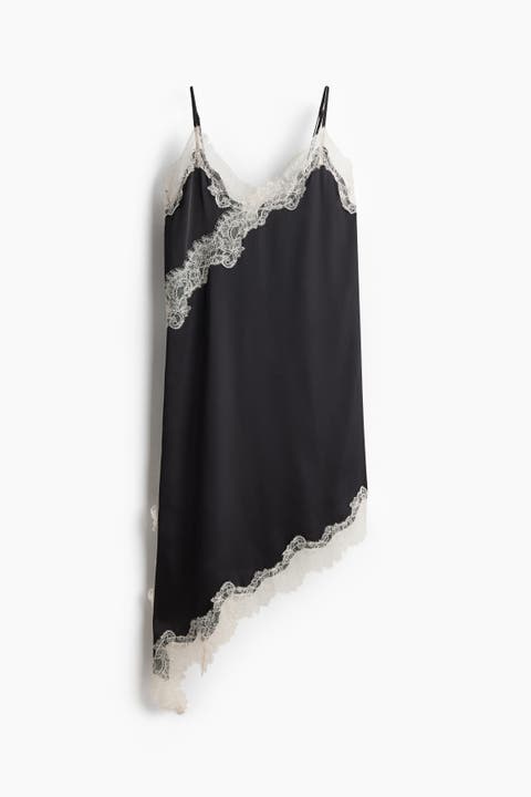 Lace-trimmed Asymmetric Nightslip