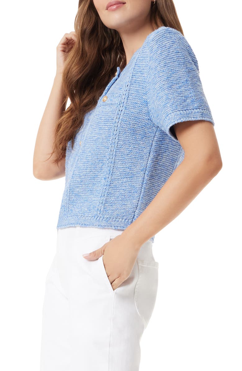 Sam Edelman Colleen Short Sleeve Cardigan, Alternate, color, Blue Yonder