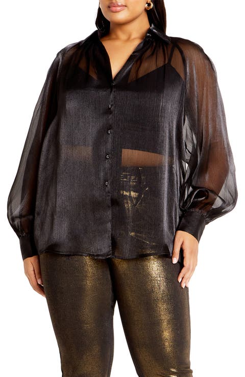 Iliana Sheer Metallic Shirt (Plus)