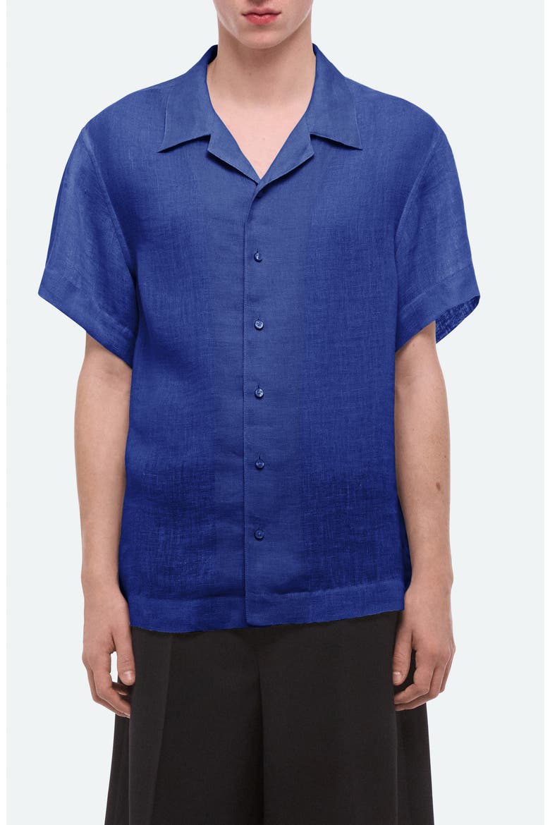 Relaxed Linen Camp Shirt, Main, color, COBALT