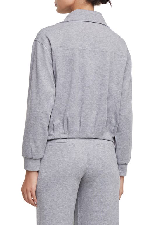 Three Dots Bubble Hem Full Zip Jacket In Gray