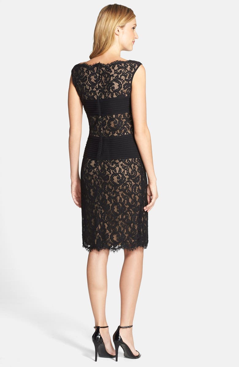 Tadashi Shoji Crisscross Waist Lace Sheath Dress, Alternate, color, 