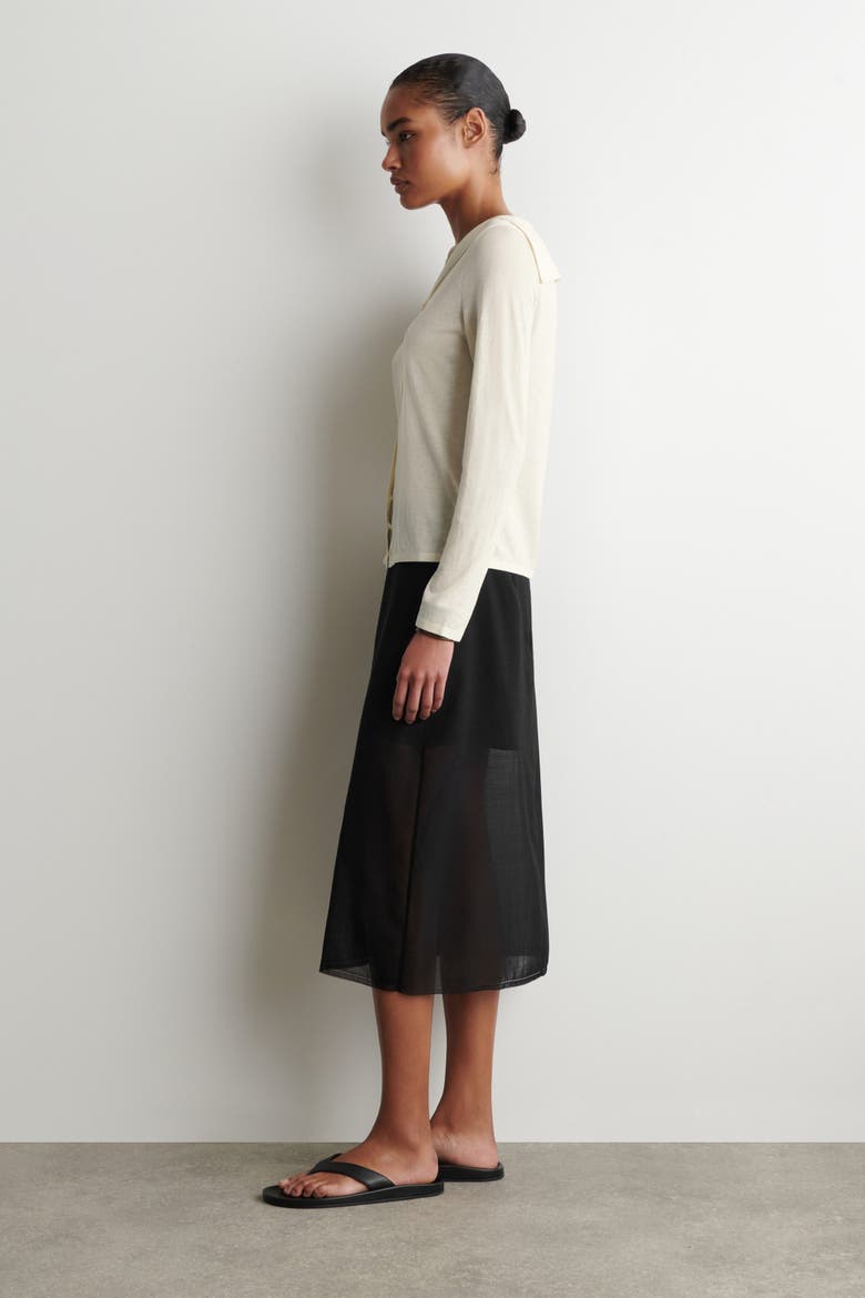 Sailor-collar Knitted Cotton-silk Shirt, Alternate, color, CREAM