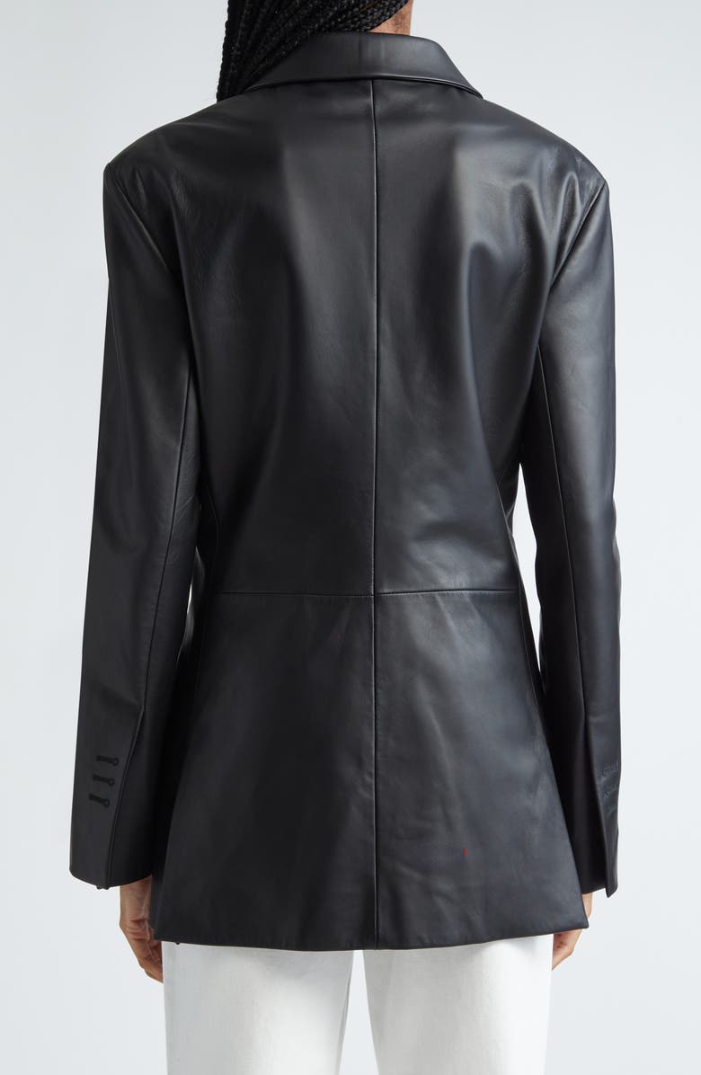 Jacquemus La Veste Tibau Asymmetric Leather Blazer, Alternate, color, Black