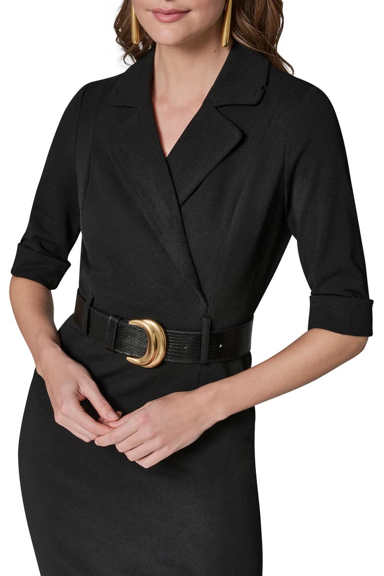 Belted Sheath Dress, Alternate, color, BLACK