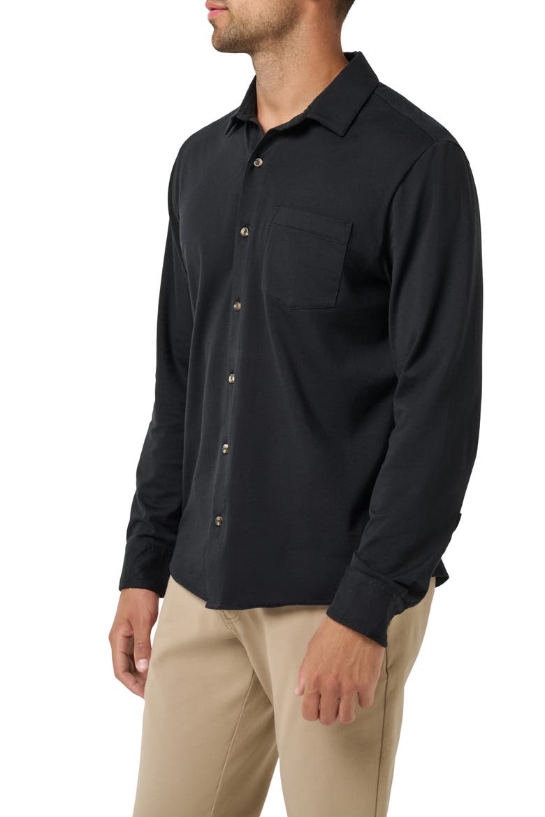 ComfortKnit Long Sleeve Button Up Shirt, Alternate, color, BLACK