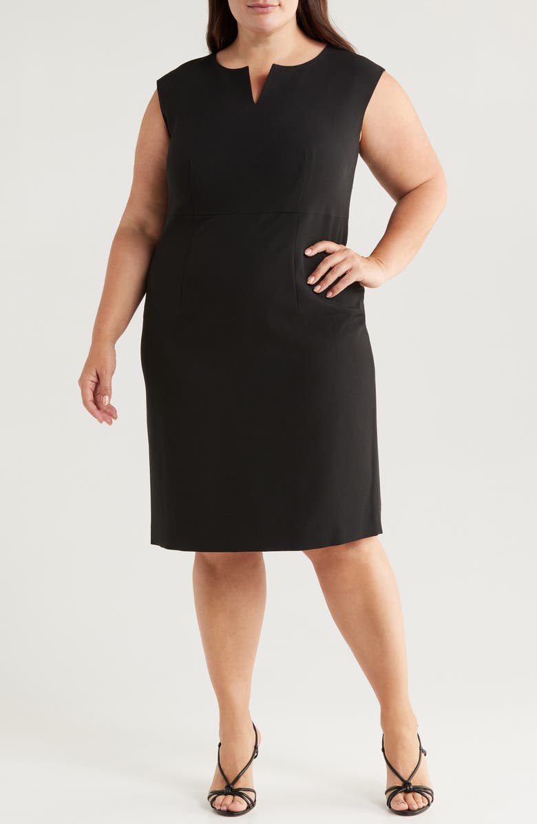 KASPER Notch Neckline Sleeveless Sheath Dress, Main, color, Black